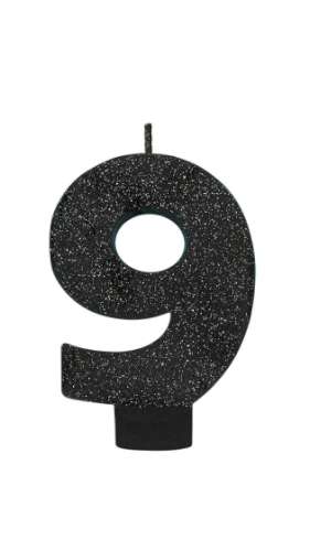 Sparkly Black Candle - No 9 - Click Image to Close
